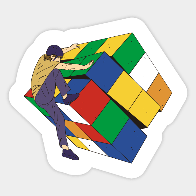 Cube Climber Sticker by LindenDesigns